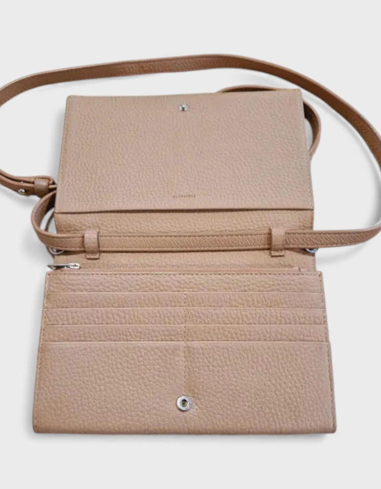 All Saints Small Leather Crossbody Bag Beige