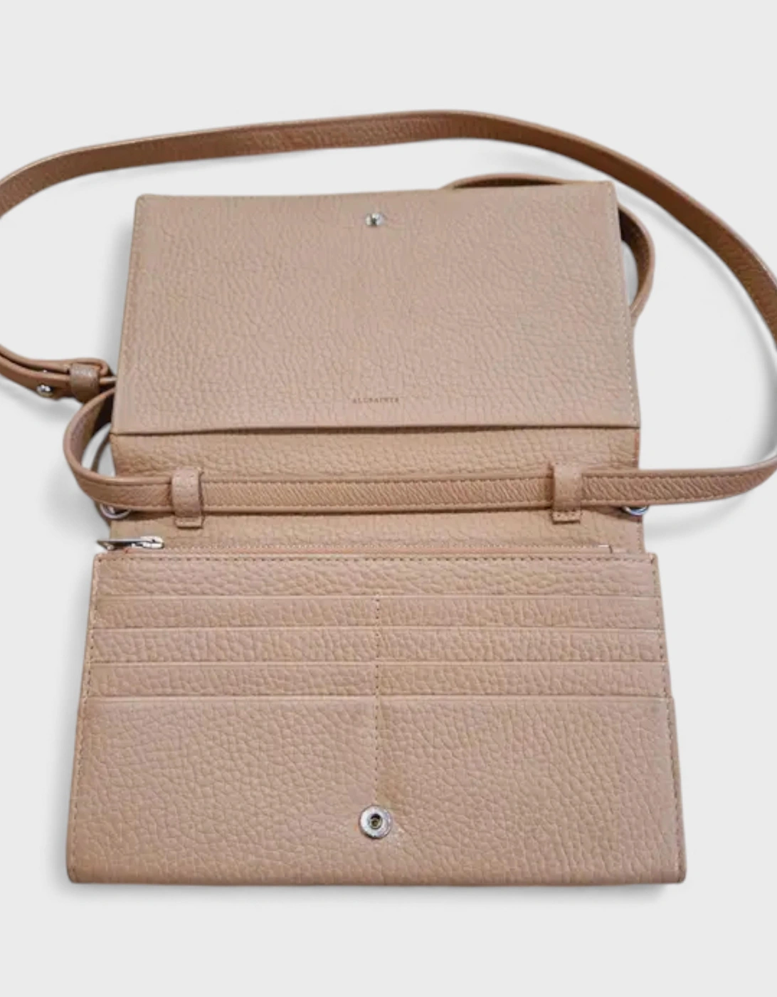 All Saints Small Leather Crossbody Bag Beige
