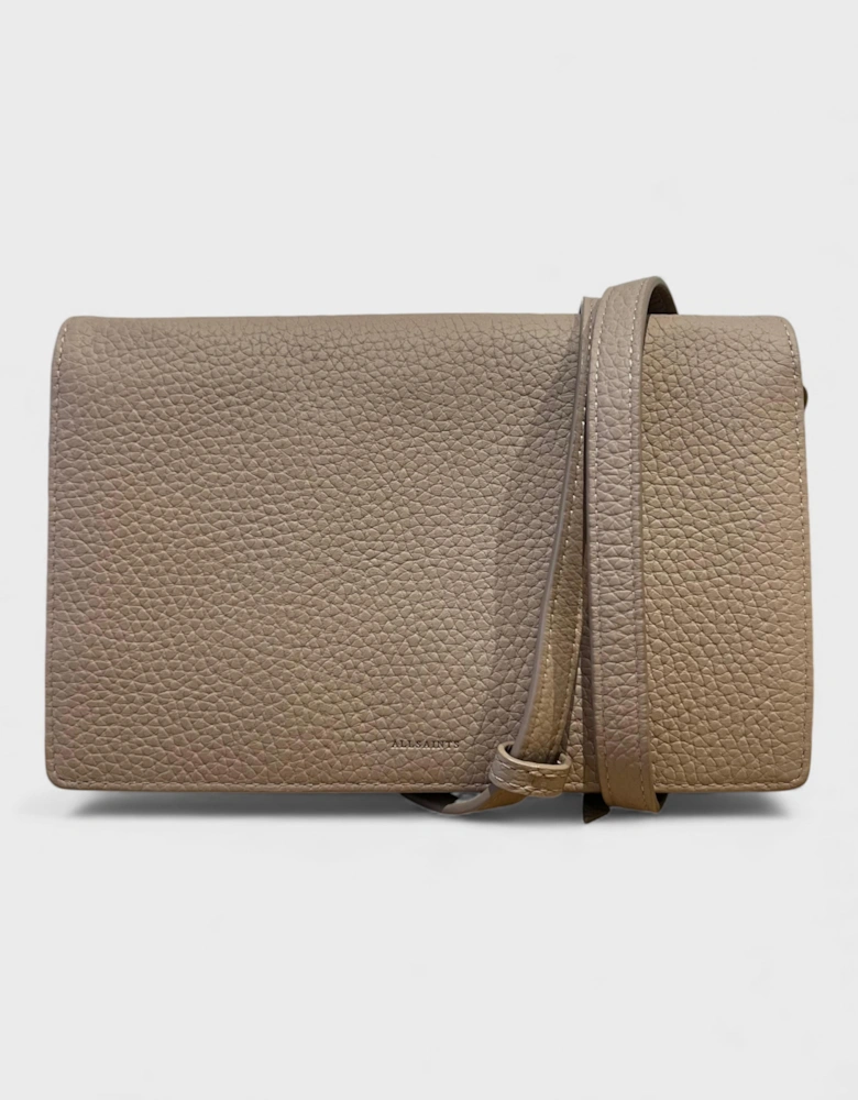 All Saints Small Leather Crossbody Bag Beige