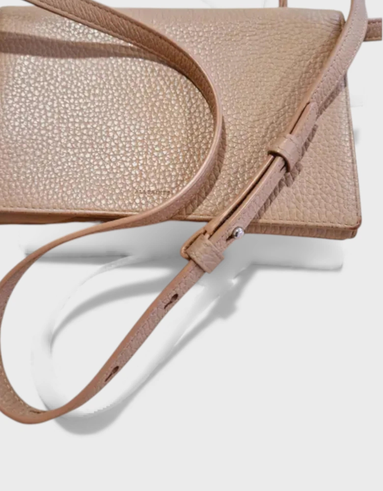 All Saints Small Leather Crossbody Bag Beige