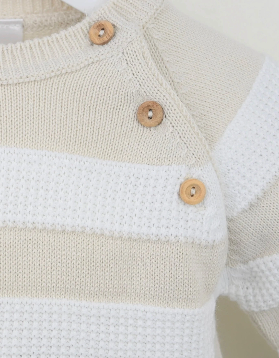 Boys Beige Knit Stripe Pant Set