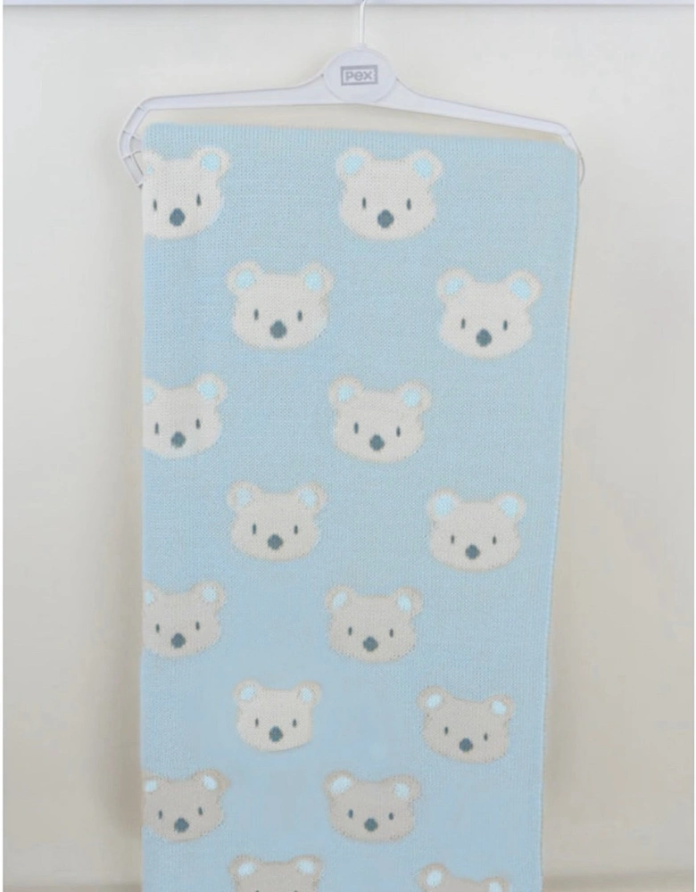 Boys Pale Blue Knit Bear Shawl