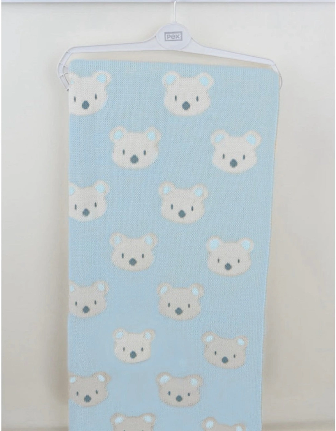 Boys Pale Blue Knit Bear Shawl, 2 of 1