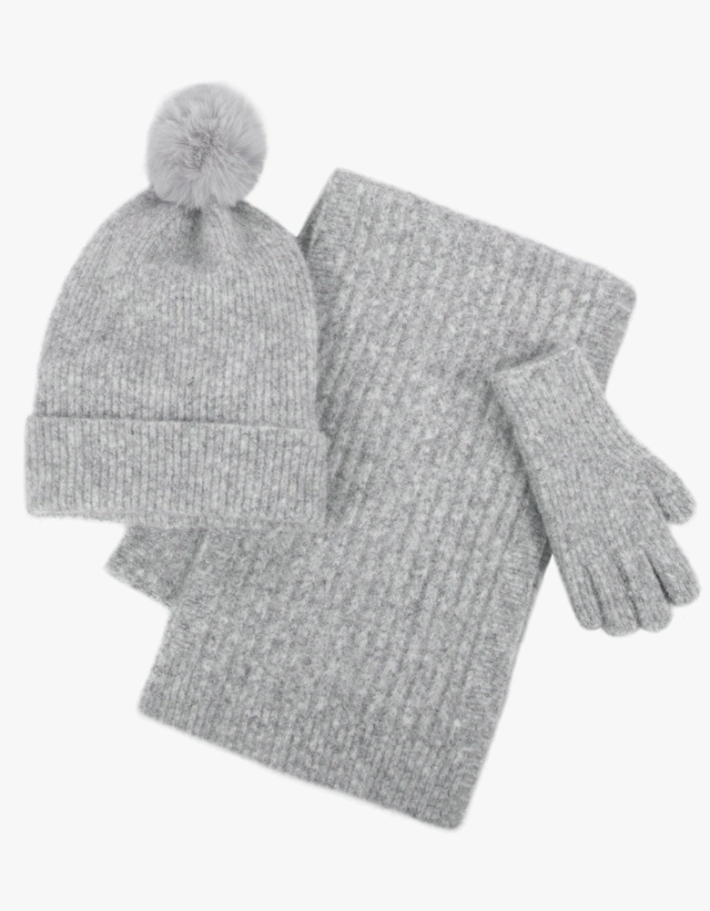 Toasties KNITTED HAT SCARF & GLOVE GIFT SET Womens Grey