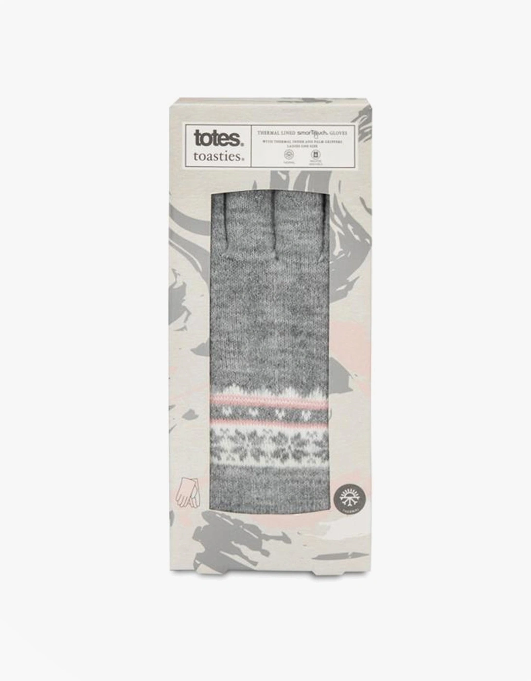 Toasties STRETCH KNITTED Womens Touchscreen Gloves Grey Fair Isle