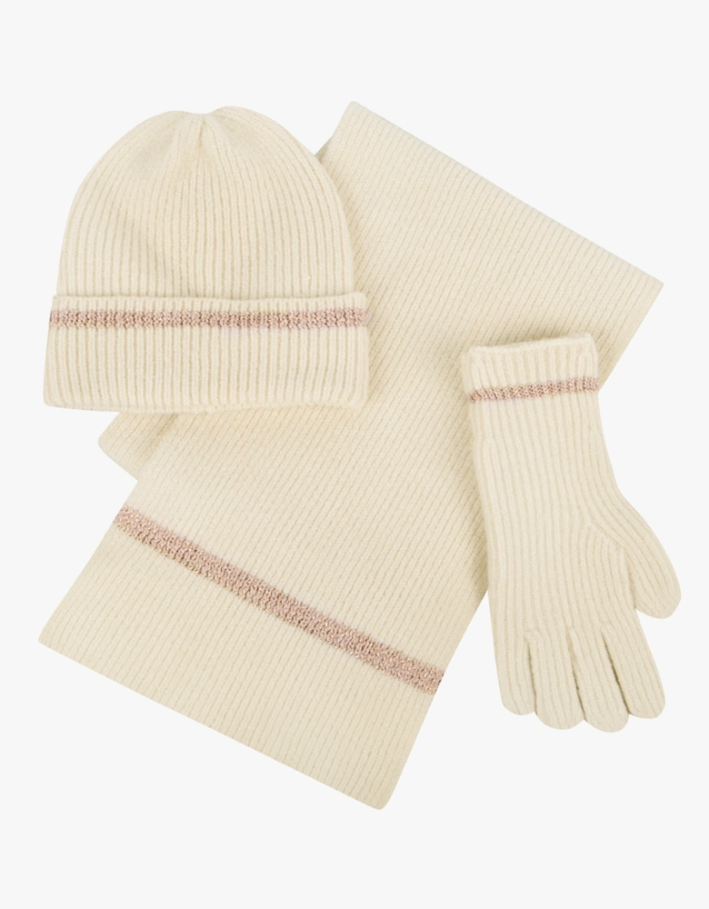 Toasties KNITTED HAT SCARF & GLOVE GIFT SET Womens Oat