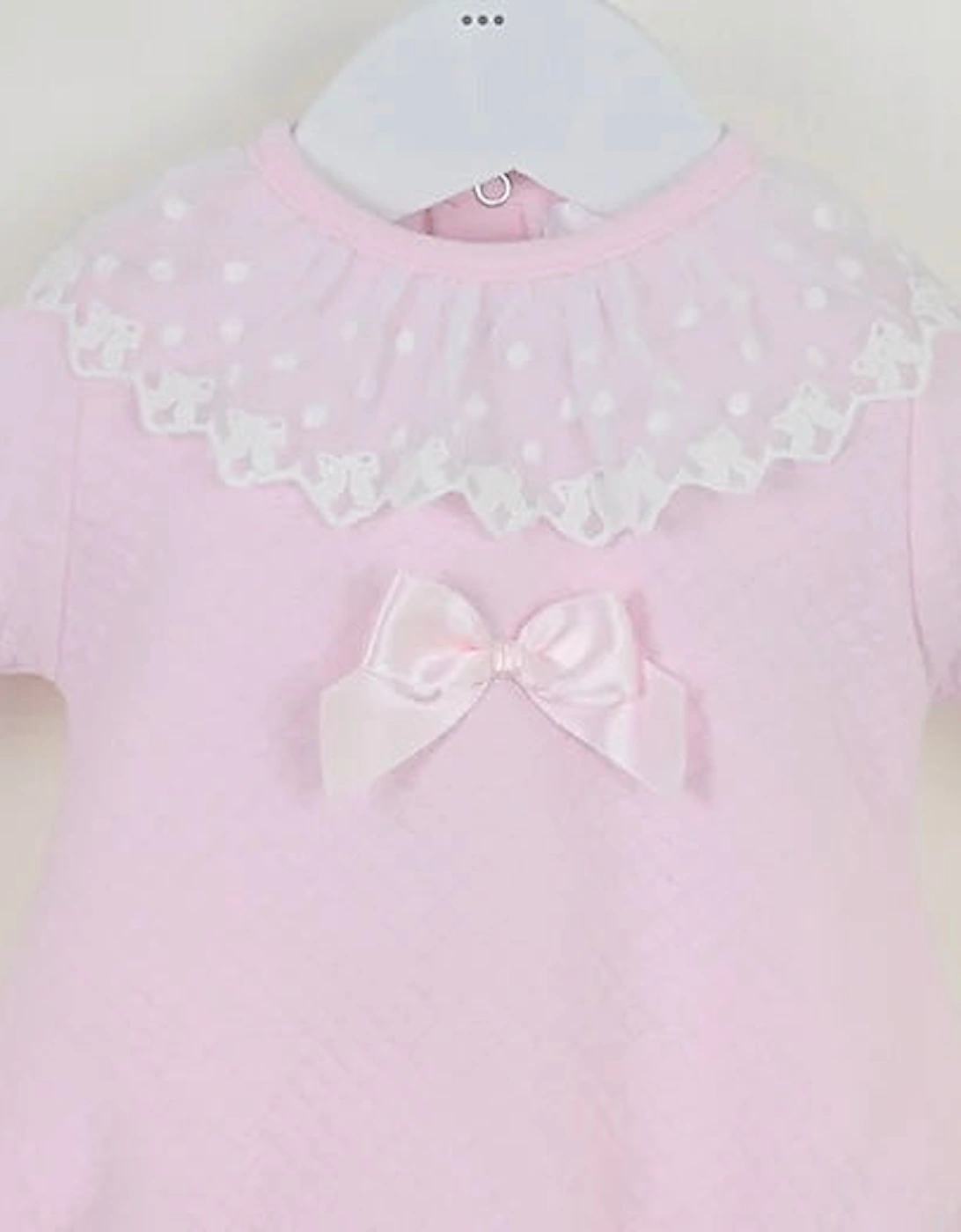 Girls Pale Pink Quilted Collared Babygrow