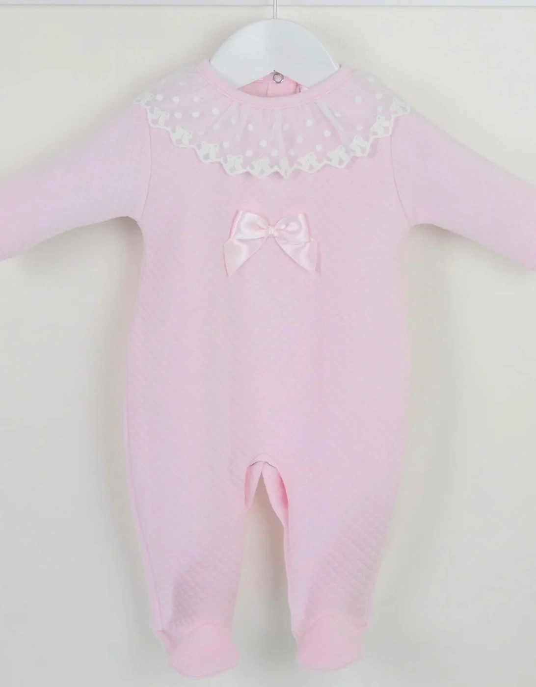 Girls Pale Pink Quilted Collared Babygrow, 4 of 3