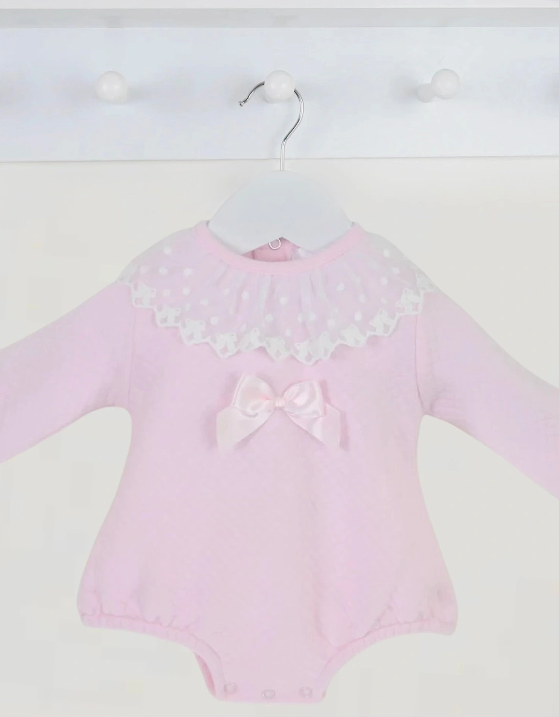 Girls Pale Pink Quilted Collared Romper, 4 of 3