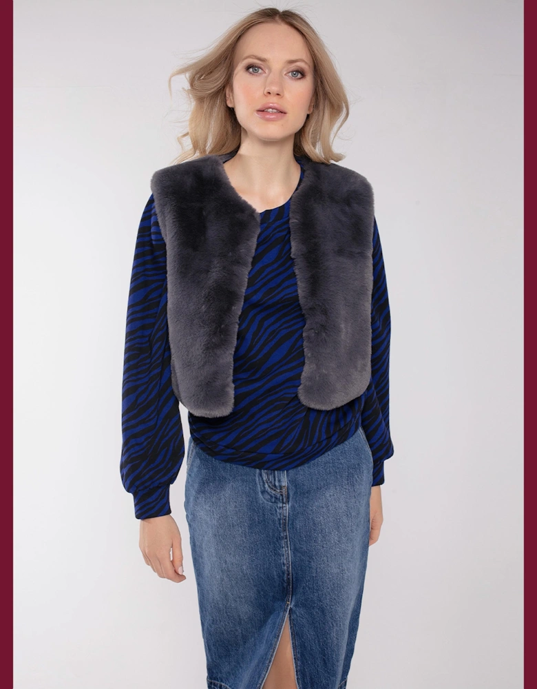 EDELWEISS FAUX FUR  GILET-GREY