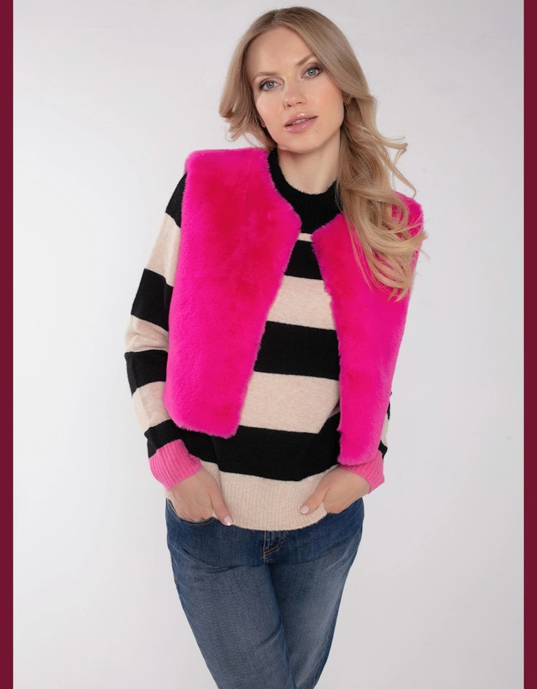EDELWEISS FAUX FUR  GILET-FUCHSIA AW24