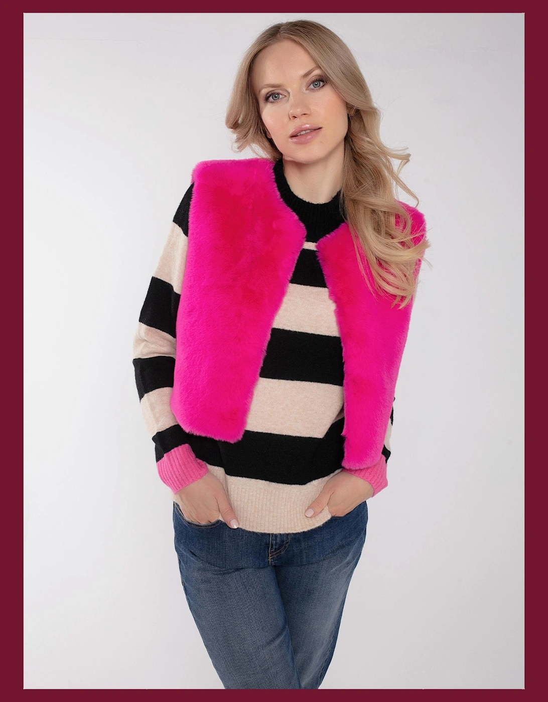 Nooki Design Women's EDELWEISS FAUX FUR  GILET-FUCHSIA AW24 - Size: 12/10