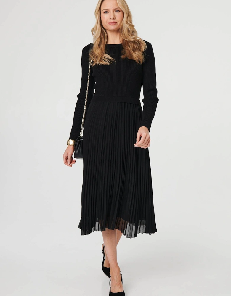 Knit Long Sleeve Ruched Maxi Dress