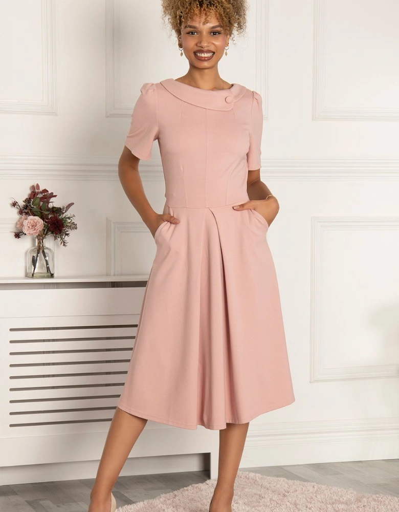 Bay Button Neck 50s Dress