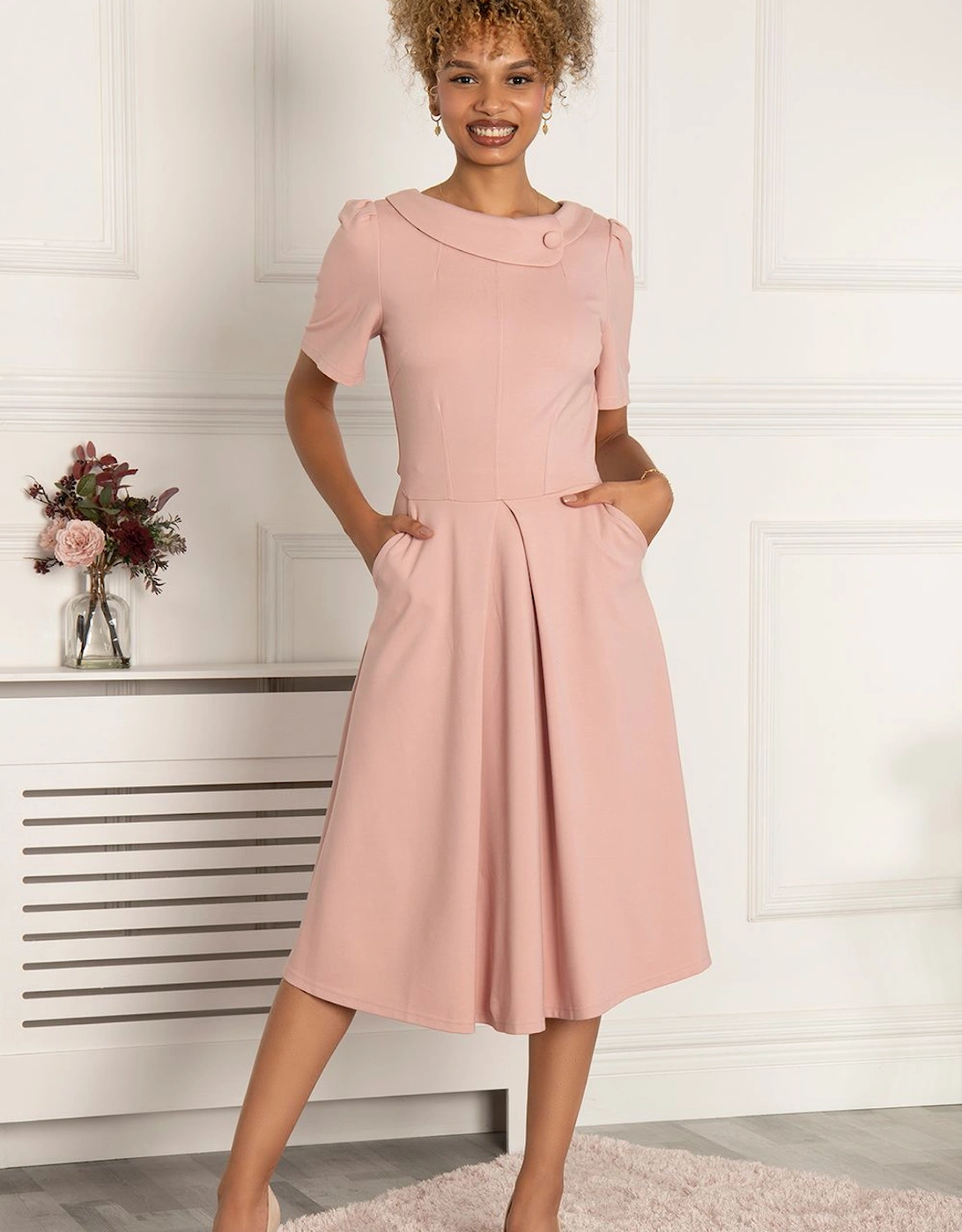 Bay Button Neck 50s Dress, 2 of 1