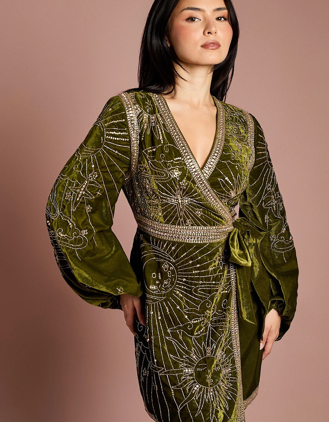 Petite Party Sequin Velvet Wrap Mini Dress, 2 of 1