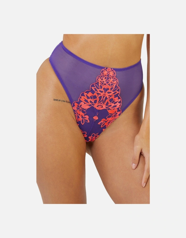 Ada Blossom PUrple & Neon 'High Waist Thong'