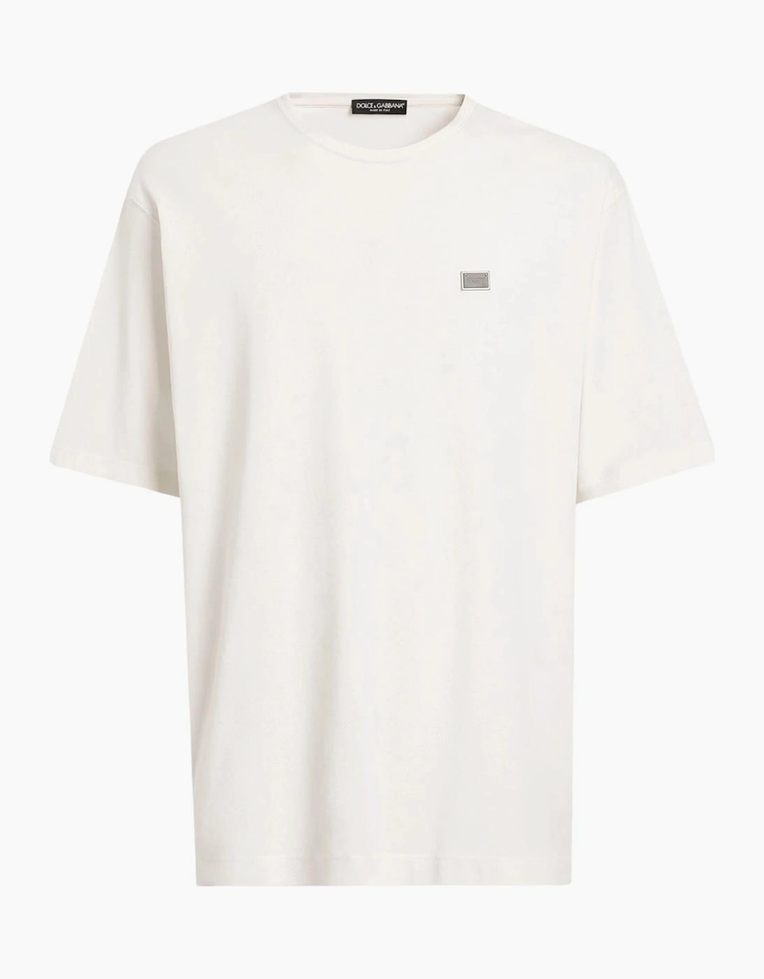 Men's Dolce & Gabbana Small Metal Plaque T-Shirt in Off White - Size: 38