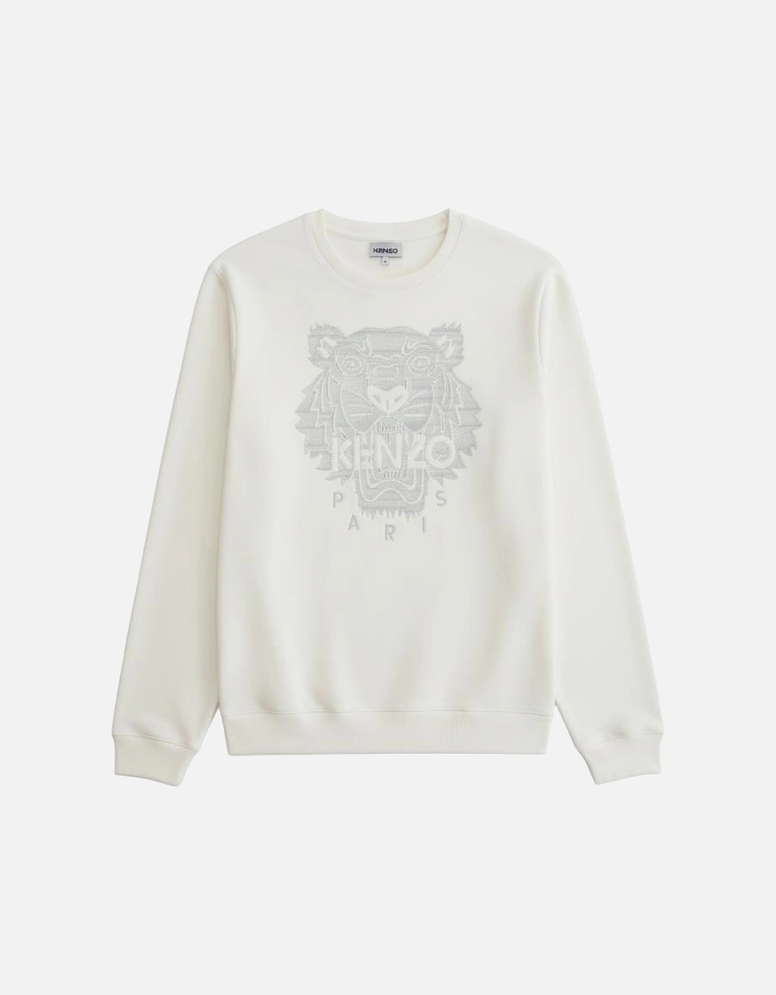 Tiger Embroidered Logo Sweatshirt in White, 3 of 2