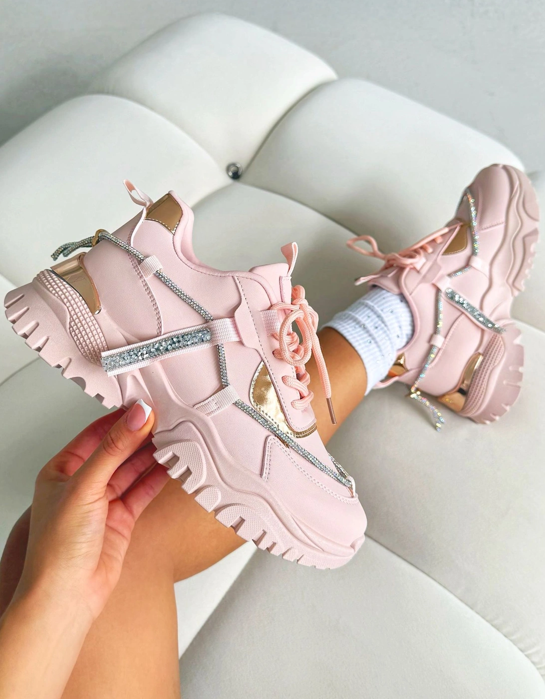 Crystal Track Luxe Chunky Trainers, 2 of 1