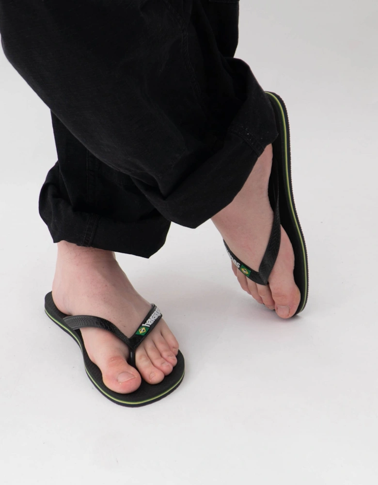 HAV BRASIL LOGO Mens Flip Flops Black