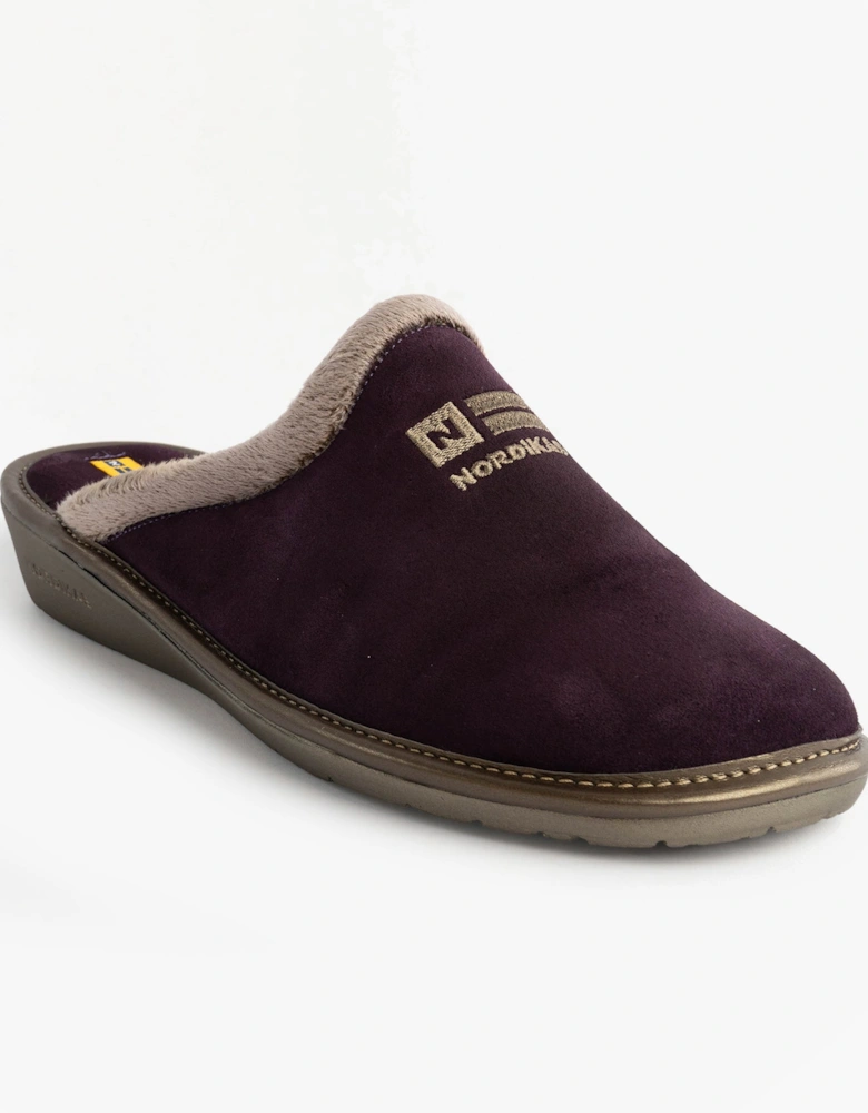 238 Womens Suede Mule Slippers Purple