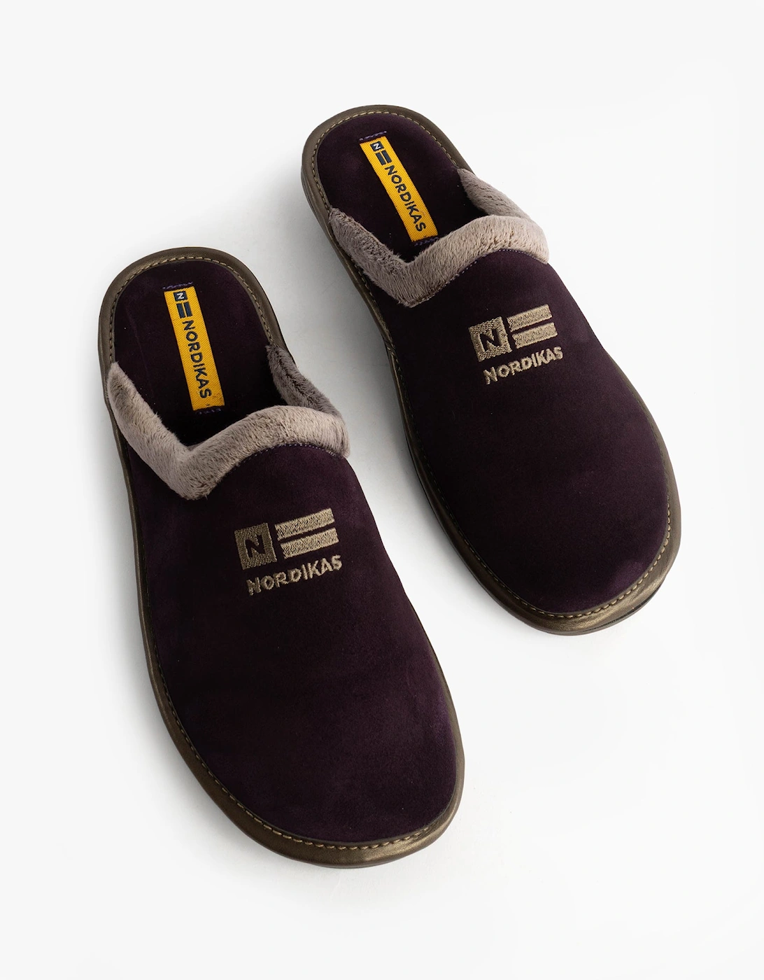 238 Womens Suede Mule Slippers Purple