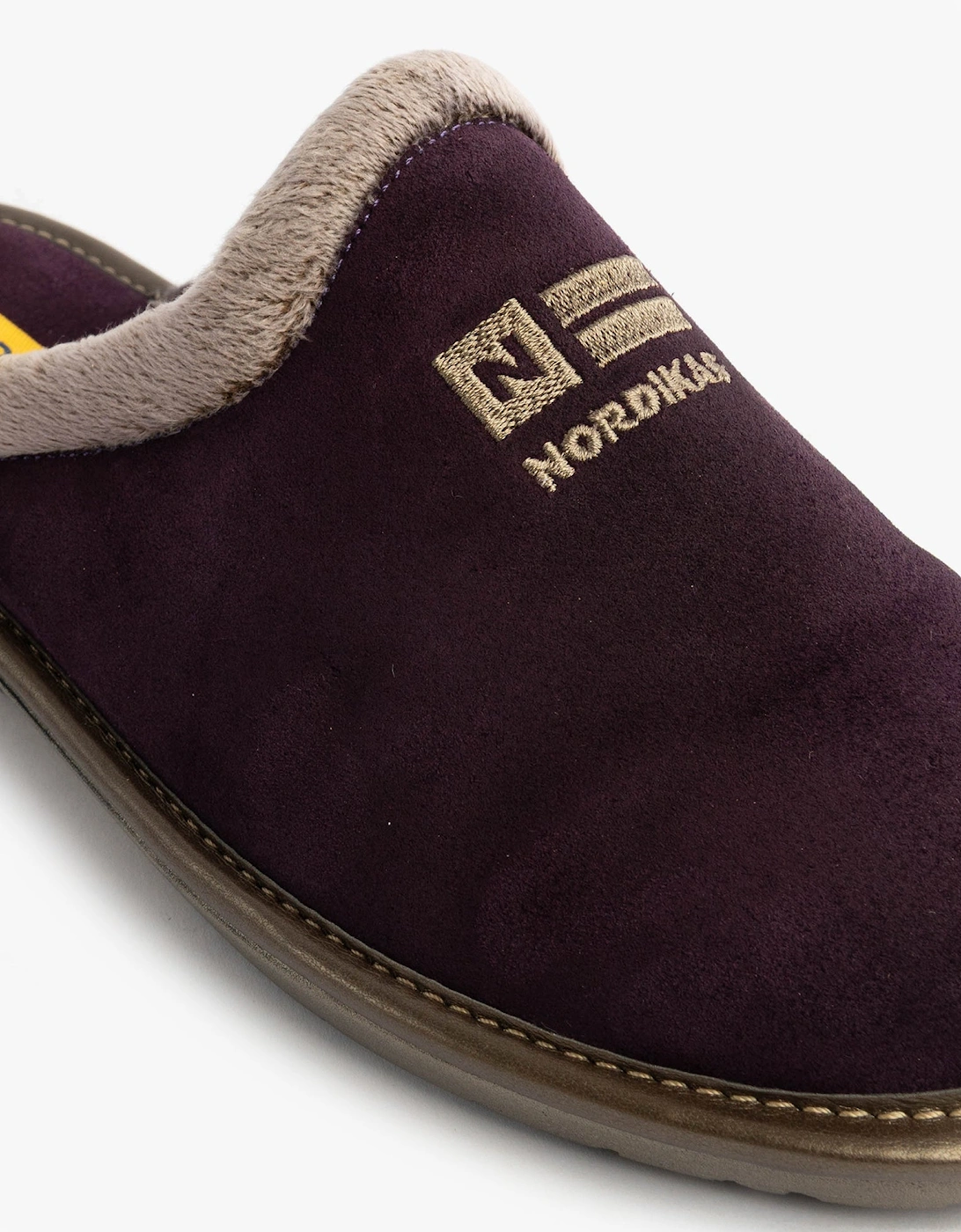 238 Womens Suede Mule Slippers Purple