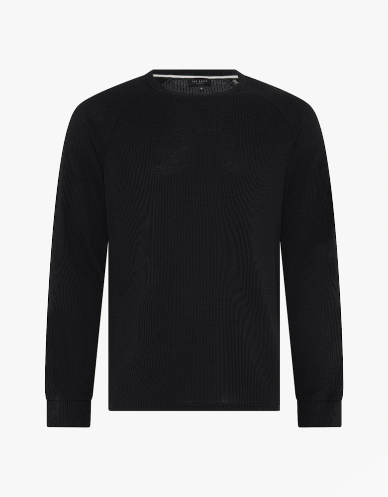 WAFFLE LONG SLEEVE SHIRT & JOGGER SET Mens Loungewear Black