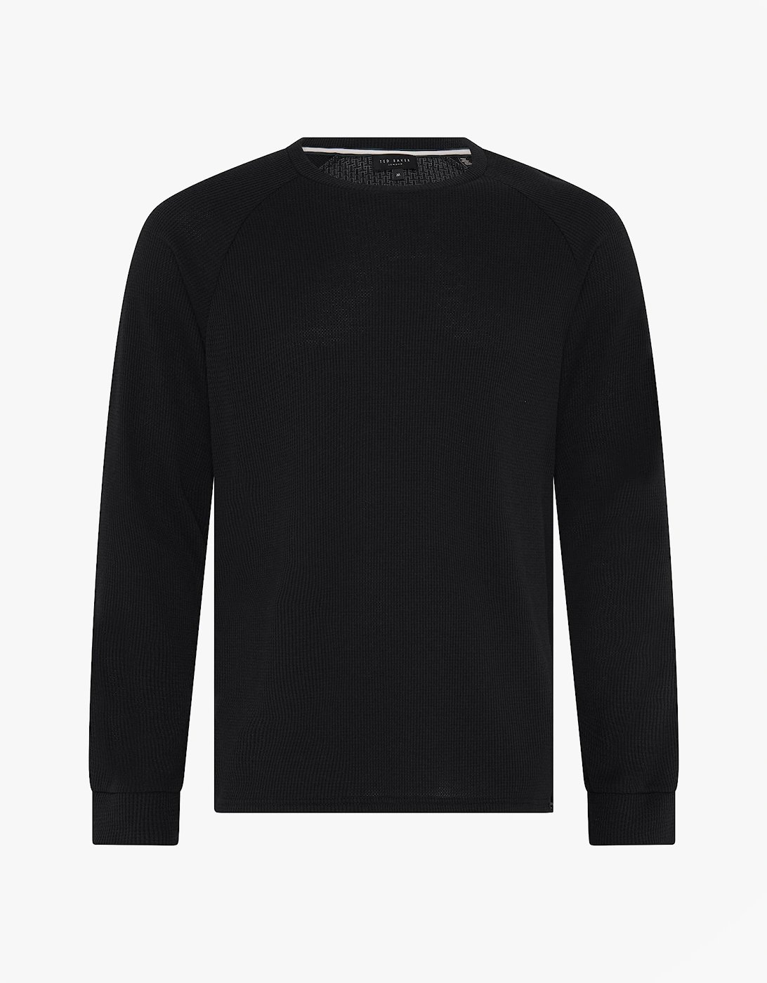 WAFFLE LONG SLEEVE SHIRT & JOGGER SET Mens Loungewear Black