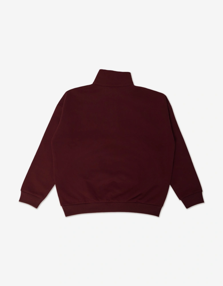 Girls Oversized Funnel Zip Hoodie in Red