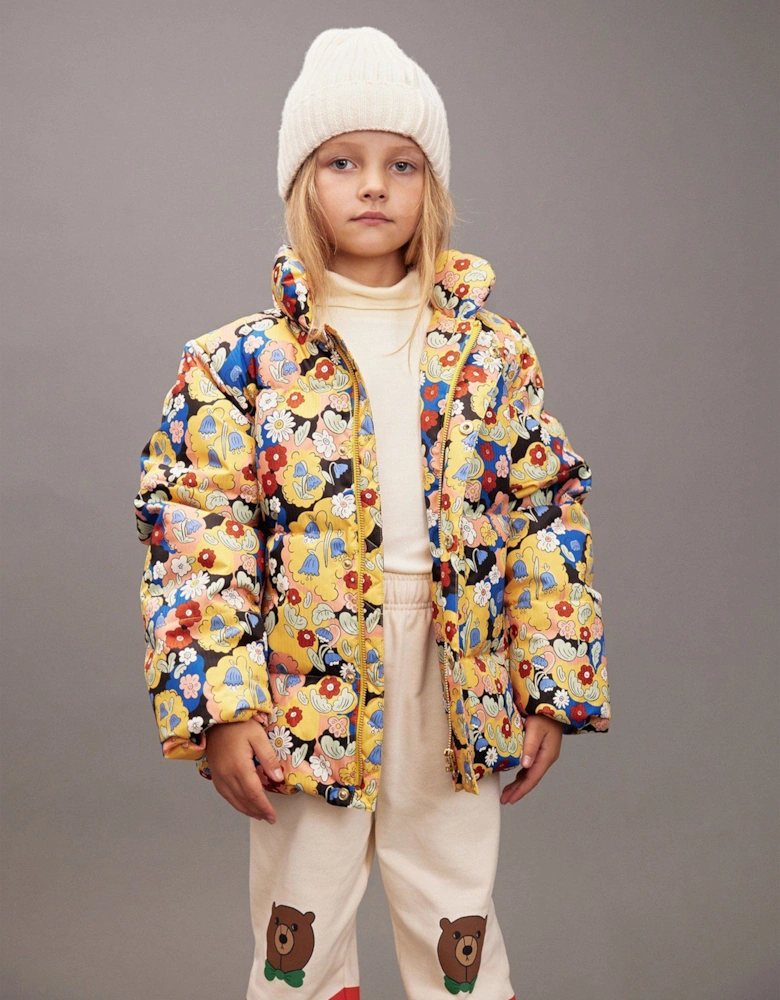 Girls Flowers AOP City Puffer Jacket in Multicolour