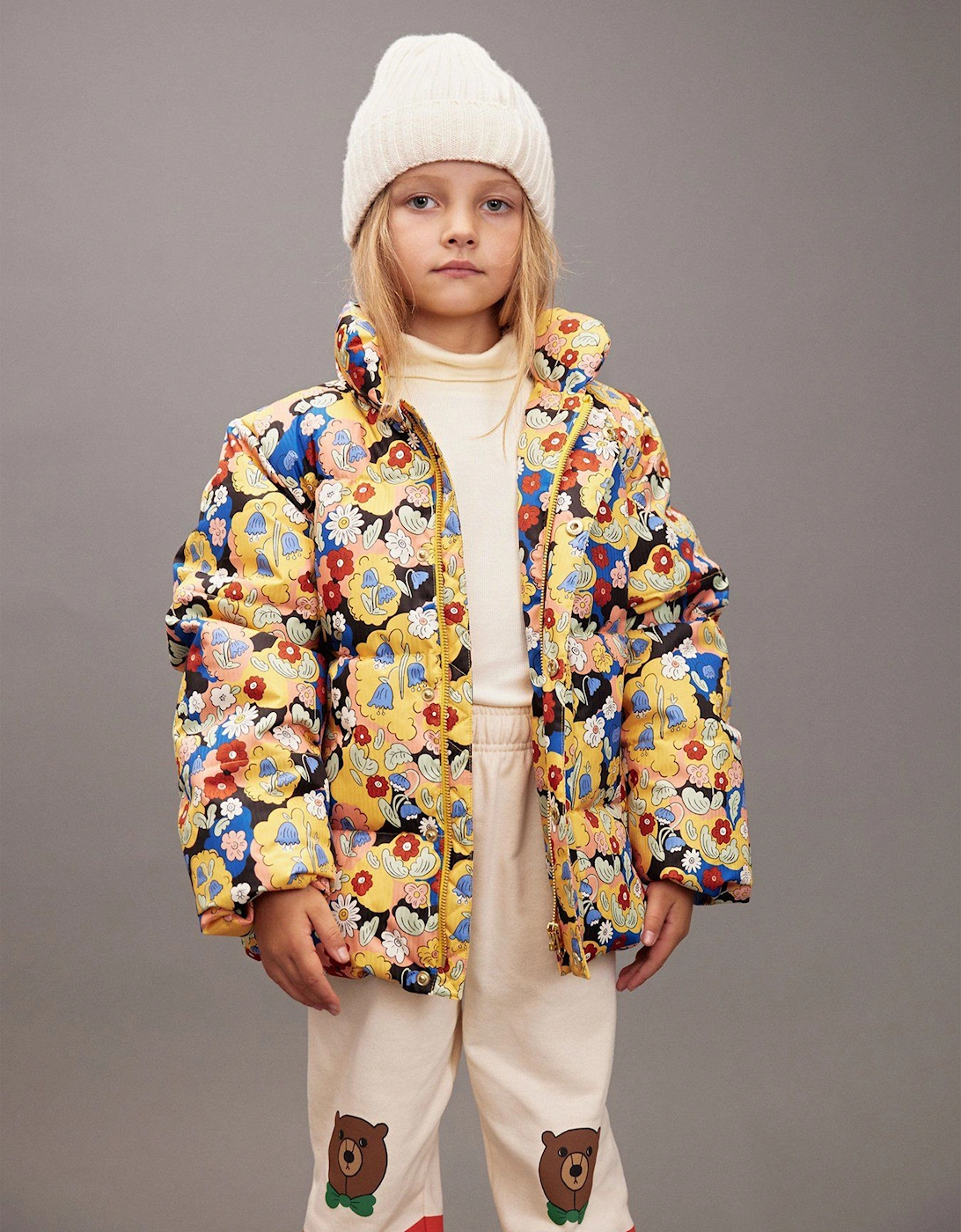 Girls Flowers AOP City Puffer Jacket in Multicolour