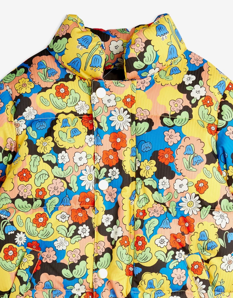 Girls Flowers AOP City Puffer Jacket in Multicolour