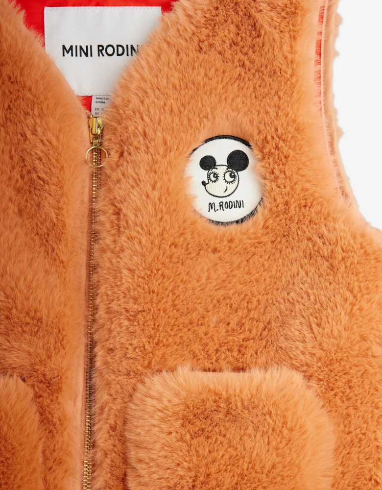 Girls Ritzratz Patch Faux Fur Gilet in Pink