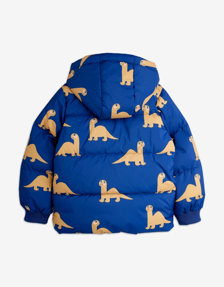Kids Dinos AOP Hooded Puffer Jacket in Blue