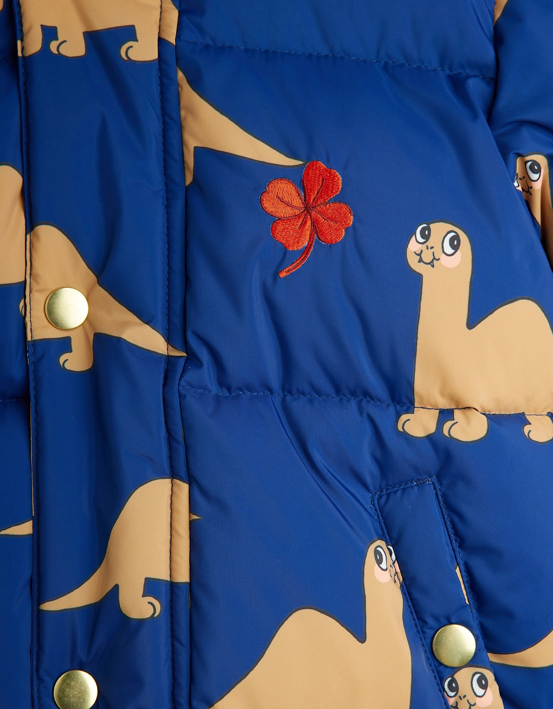 Kids Dinos AOP Hooded Puffer Jacket in Blue