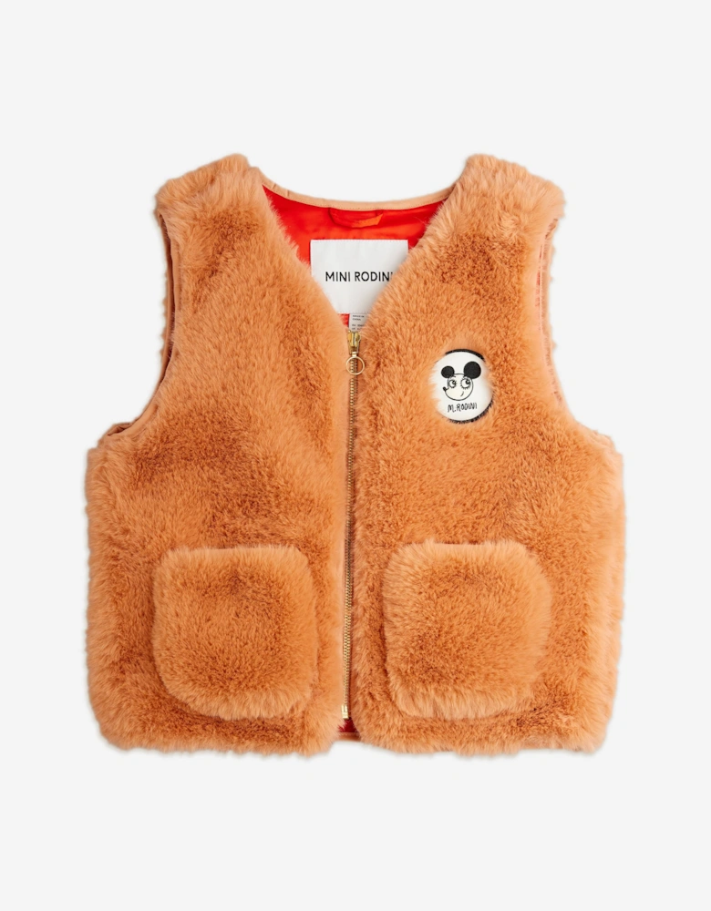 Girls Ritzratz Patch Faux Fur Gilet in Pink