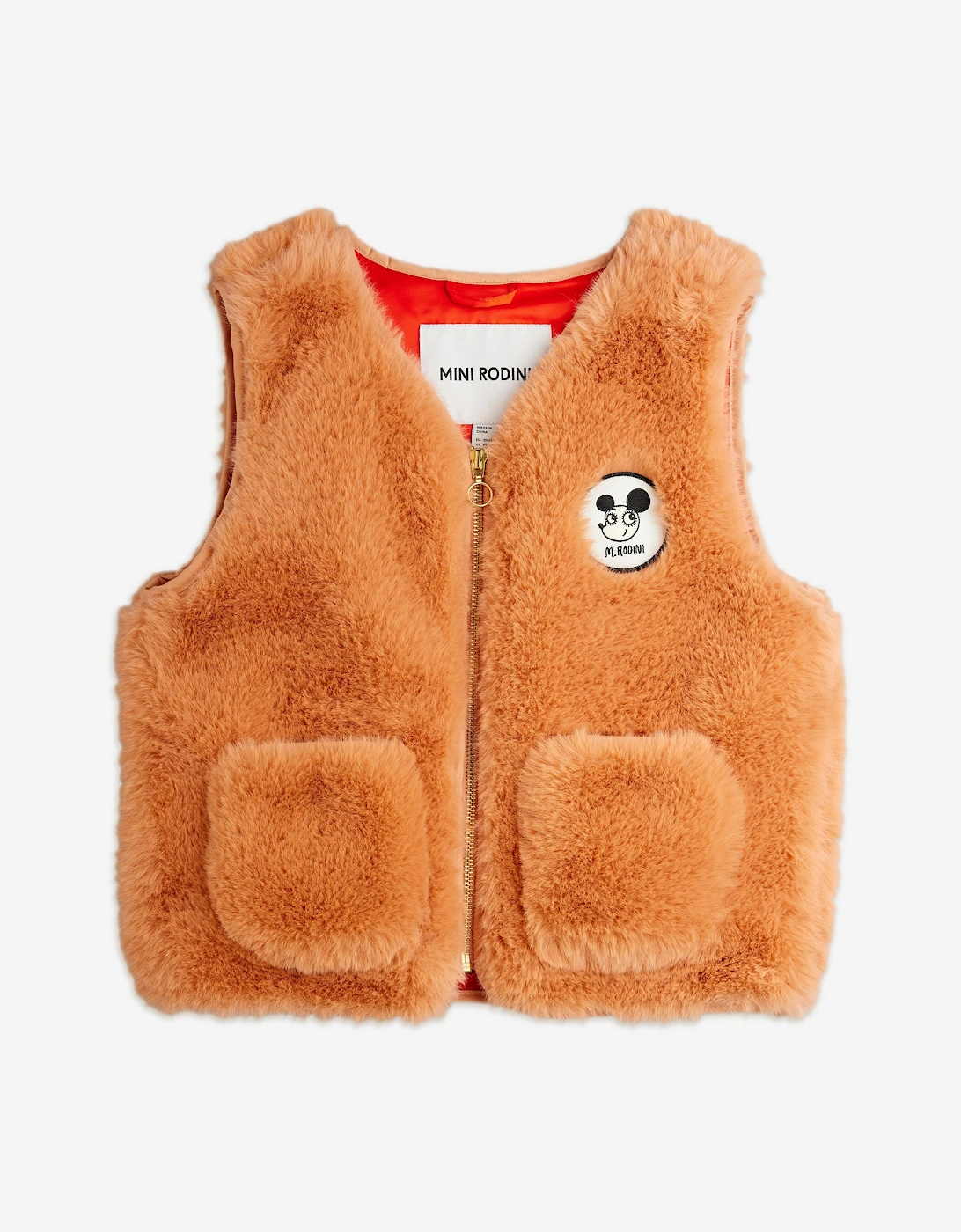 Girl's Mini Rodini Girls Ritzratz Patch Faux Fur Gilet in Pink - Size: 128-134 cm 7-9 yrs