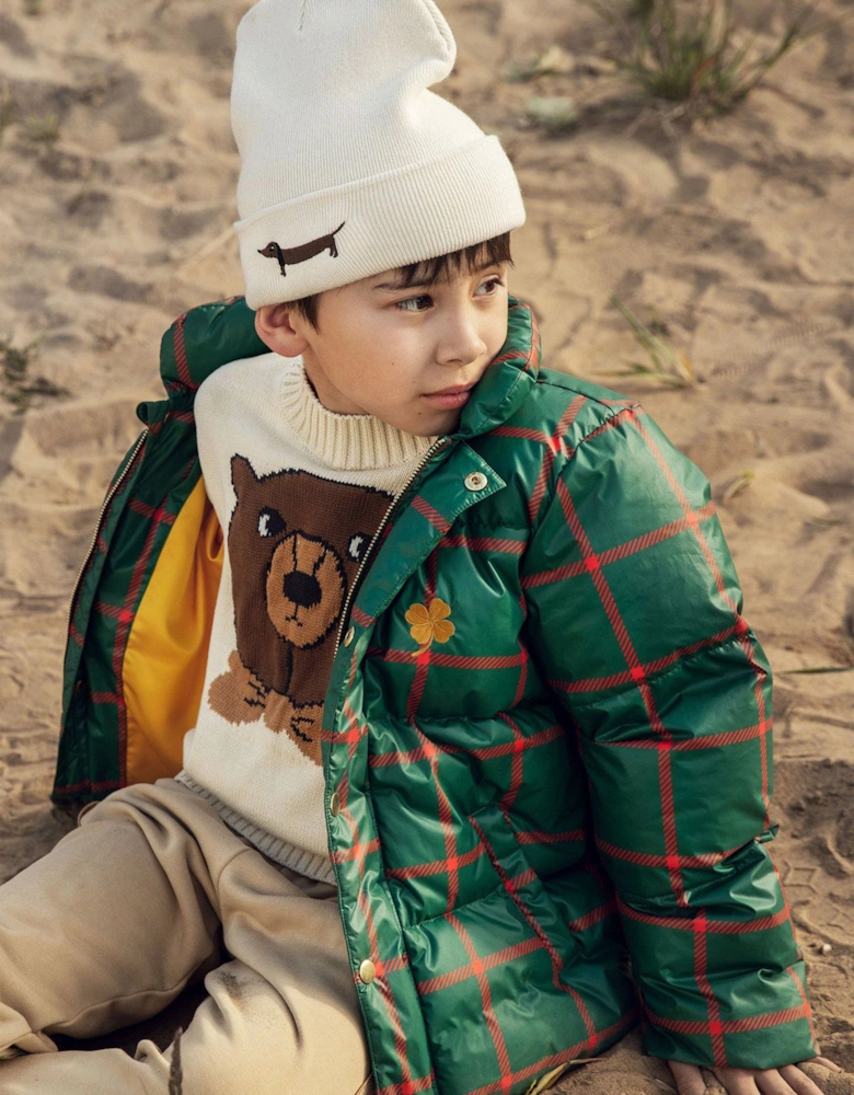 Kids Bear Intarsia Knit Jumper in Ivory