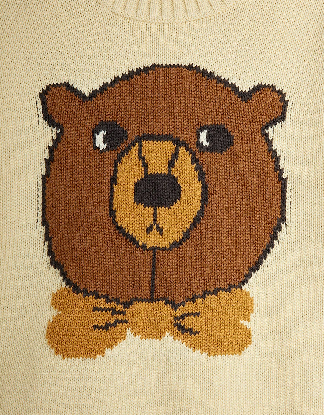 Kids Bear Intarsia Knit Jumper in Ivory