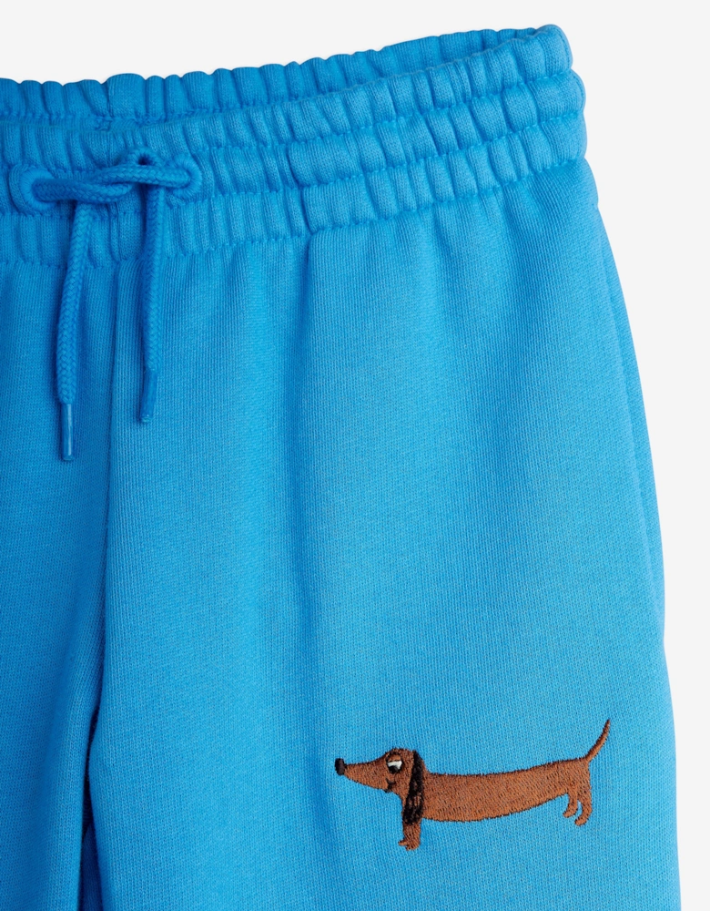 Kids Embroidered Dog Joggers in Blue