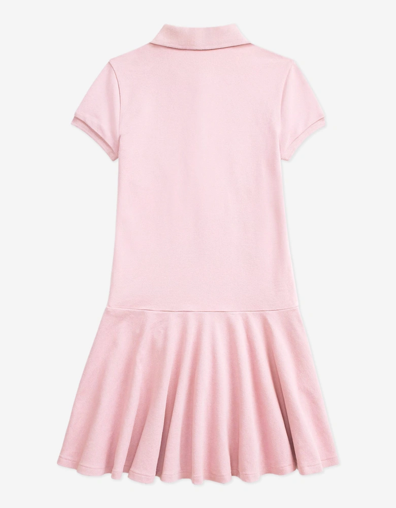 Girls Logo Polo Dress in Pink