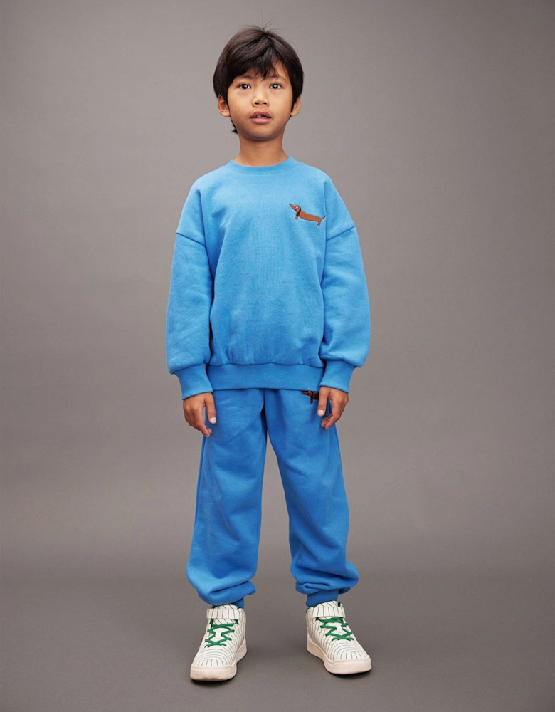 Kids Embroidered Dog Sweatshirt in Blue