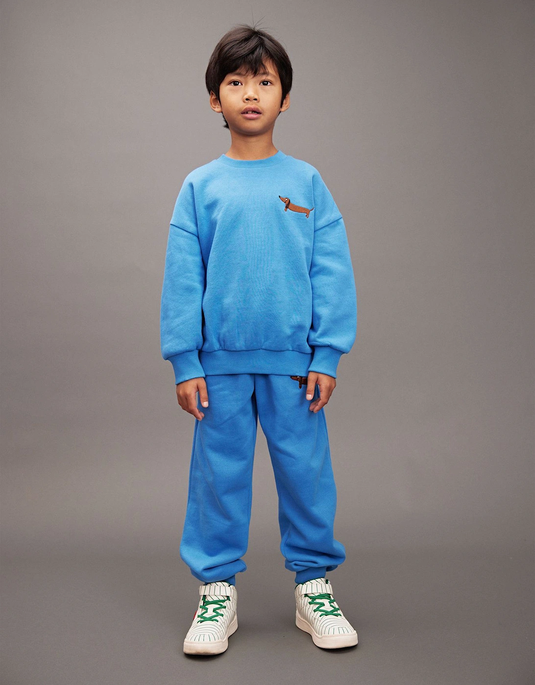 Kids Embroidered Dog Sweatshirt in Blue