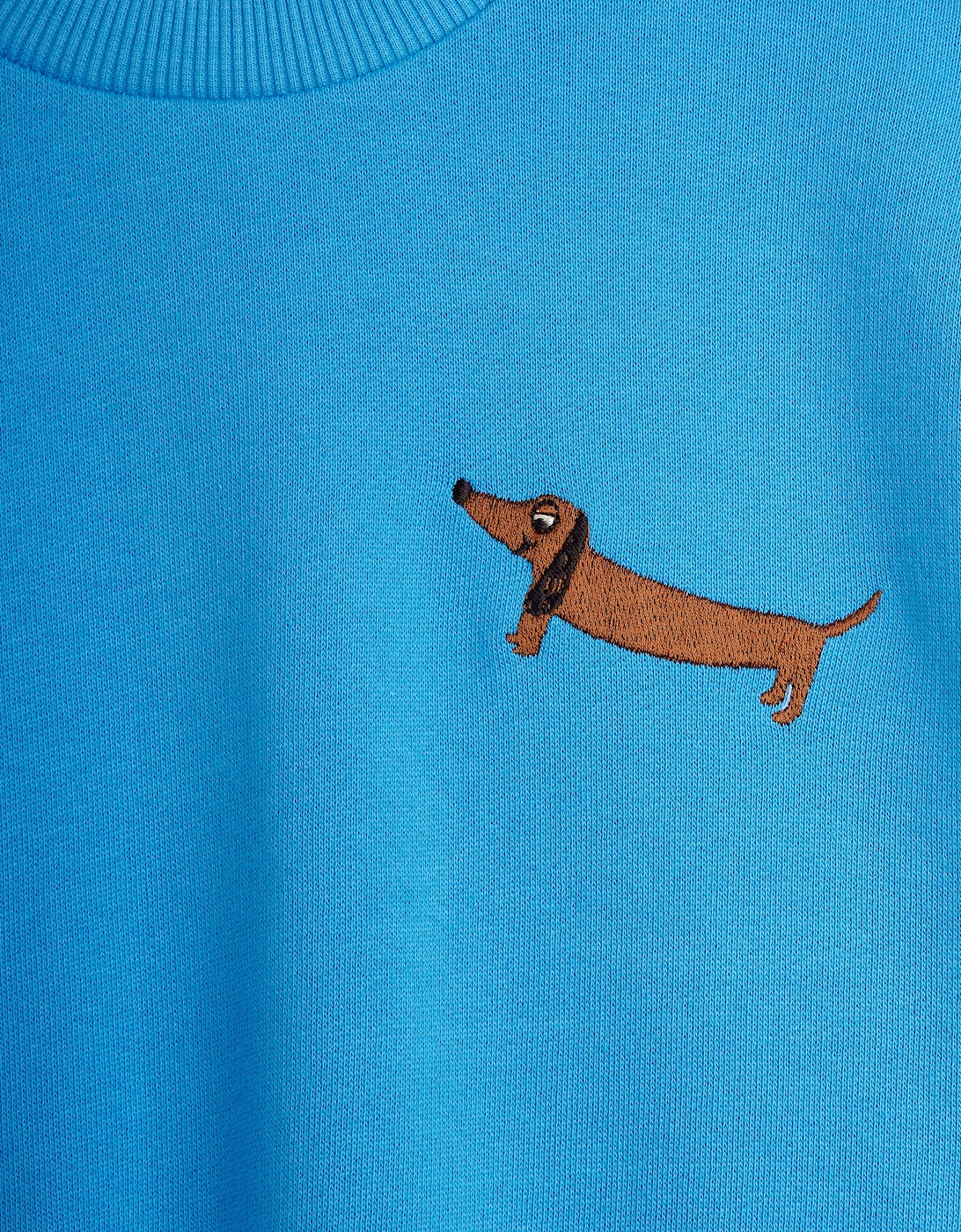 Kids Embroidered Dog Sweatshirt in Blue