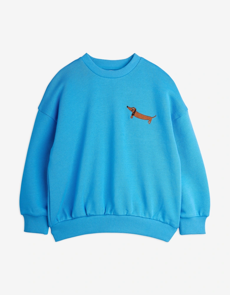 Kids Embroidered Dog Sweatshirt in Blue