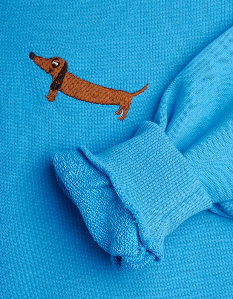 Kids Embroidered Dog Sweatshirt in Blue