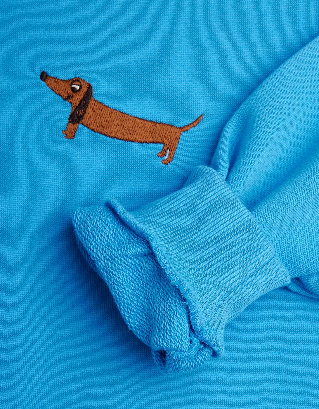 Kids Embroidered Dog Sweatshirt in Blue