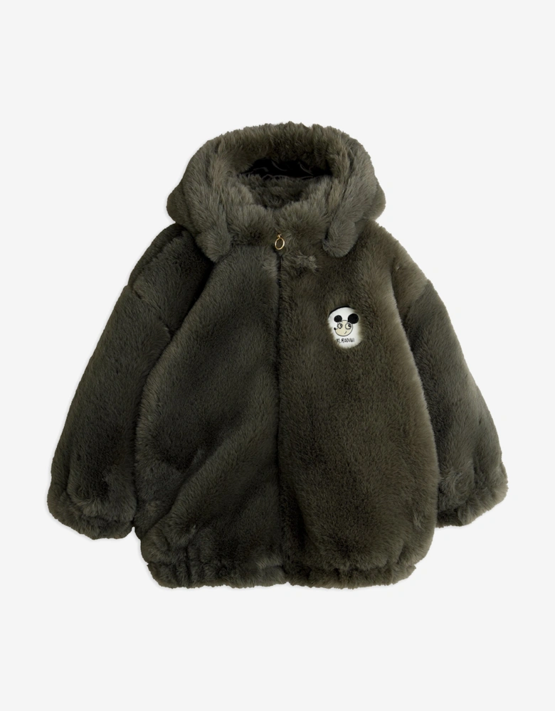 Girls Ritzratz Patch Faux Fur Jacket in Grey